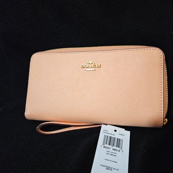 Coach Light Pink/Faded Blush Wristlet Wallet-Pebble Leather with Gold Hardware - Picture 7 of 9